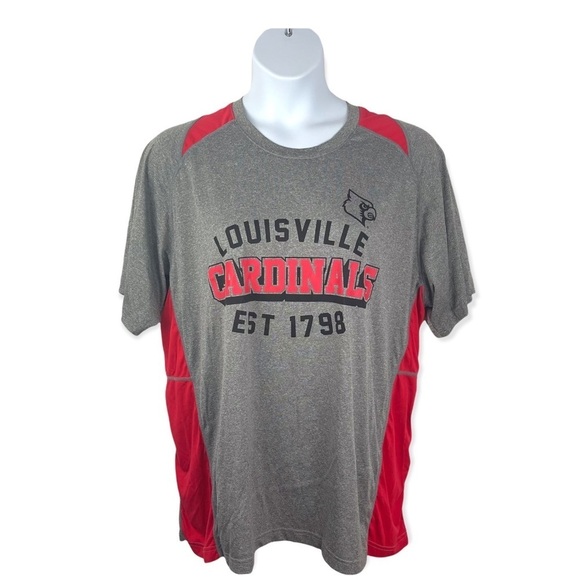 Louisville Cardinals Red Color Block Men’s Crew Neck Shirt - Picture 1 of 9